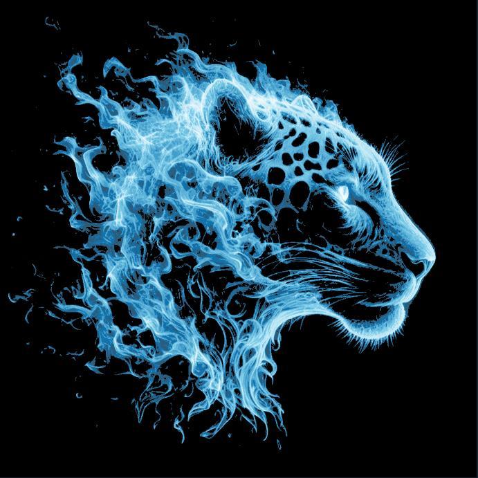 HueForge Glowing Blue Cheetah - Side Profile
