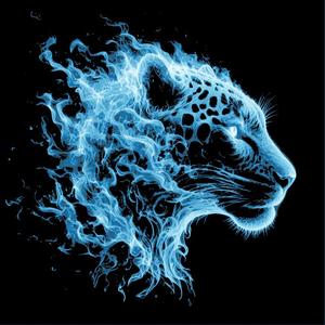 HueForge Glowing Blue Cheetah - Side Profile