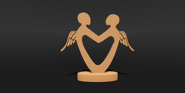 Abstract Man Woman Heart Sculpture, Angel wings Love Statue, Divine everlasting Love, Couple In Love, romantic statuette, bodies in heart shape, Valentine's Day gift, Wedding, Anniversary