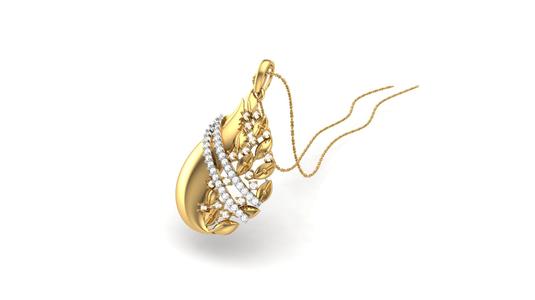 Yellow Gold and Diamond Pendant for Women