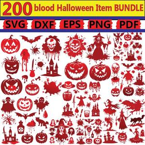 200 blood halloween items, svg, dxf, eps, png, pdf, file