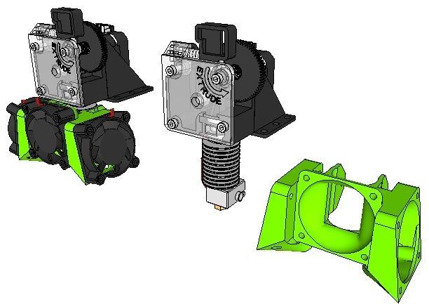 E3D V6 40mm Triple Fan Blower Duct