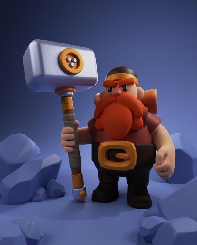 cute Gibly, with a hammer