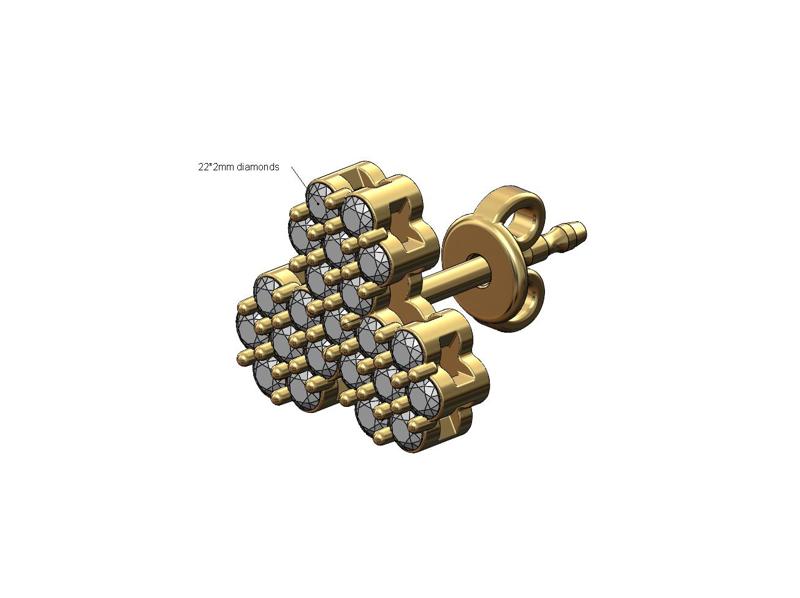 Trifoil diamond stud earring 3D print model