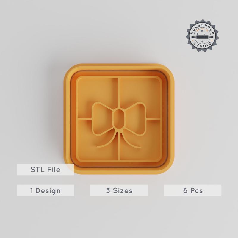 Gift Box Shape Cutter & Stamp Set, Perfect for Cookies & Fondant, 6-Piece Collection, 3 Sizes