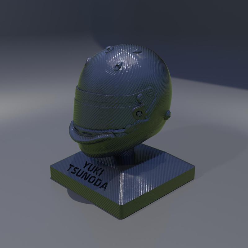 Yuki Tsunoda Formula 1 racing helmet with stand