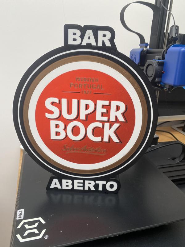 Super Bock Logo Light with BAR ABERTO text