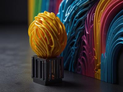 Abstract 3D Sculpture: Flame of Creativity