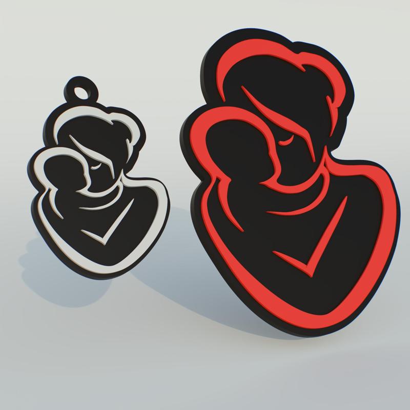 Mother and child keychain + sign