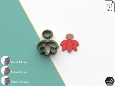 Polymer Clay Cutters Lotus J1 | 5 Size 3 Cutter Versions | Floral Cutter | Digital Files for 3D Printing