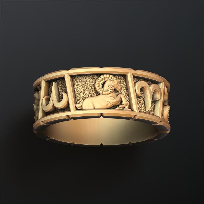 Horoscope Aries Ring v2 3D print model