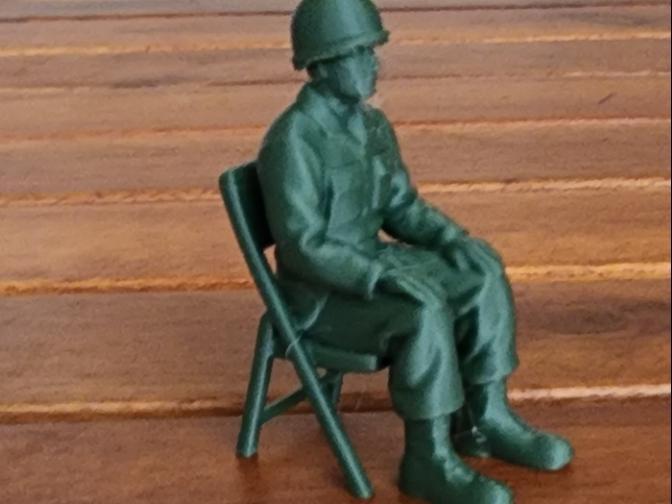 Green Toy Soldier Green Army Man Seated Chair