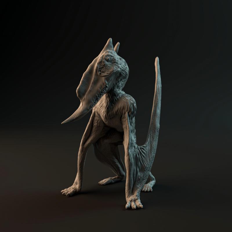 Dsungaripterus resting 1-24 scale pre-supported pterosaur