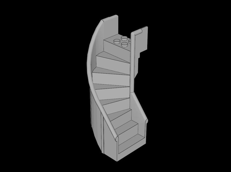 Lego Compatible (2046.dat) Staircase  6 x  6 x  7.333 Enclosed Curved