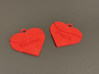 Heart Pendant / Hanger with text Mama / Papa and blank
