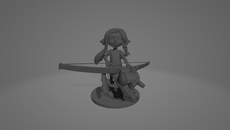 Splatoon 3 Inkling Girl (Megalobraid) with Tri Stringer Miniature Model