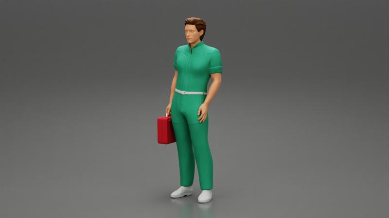 paramedic Standing And Holding first Aid box