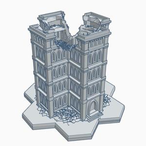Gothic Ruined Building 4 with Hex Base GRHB004
