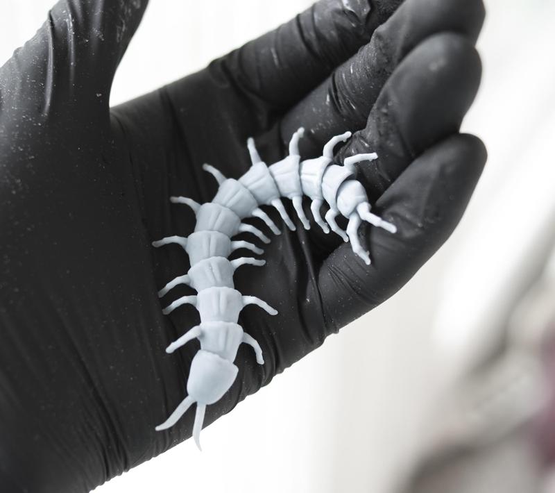 Flexible centipede caterpillar, centipede quickest print: 40 min, print-in-place