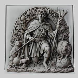 Lord of Rings Pippin Took 3d printer relief medallion stone tablet obj stl