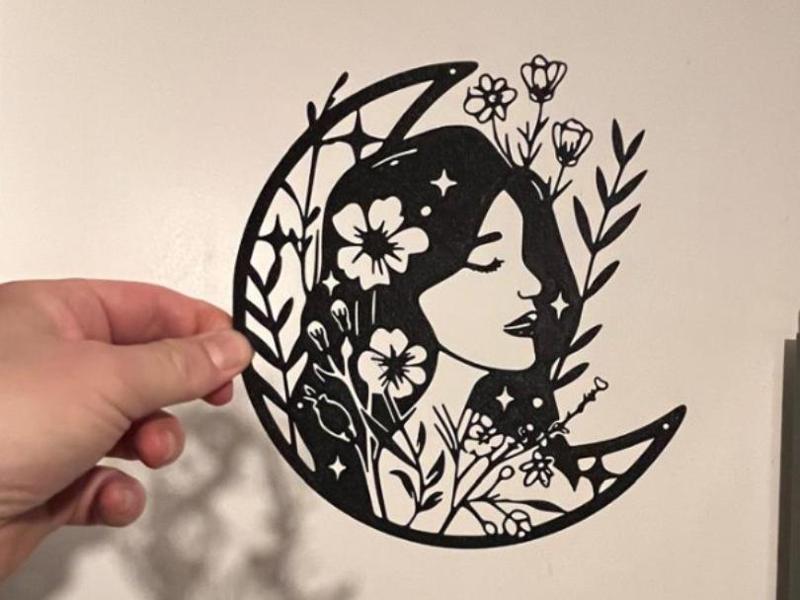 Woman, Moon And Flowers