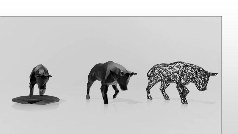 Toro - Bull - Voxel - LowPoly - Wireframe 3D Model Print