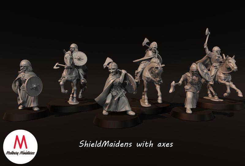 ShieldMaidens with Axes foot and mounted