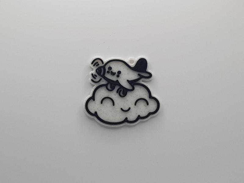 Happy Plane and Cloud Keychain