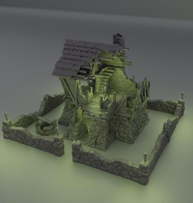 Ruined FarmHouse - Tabletop Terrain - 28 MM