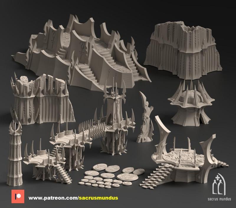 Arlengrad. Misty Star City. 3D Printing Designs Bundle. Scifi / Xenos / Dark Eldar Buildings. Terrain and Scenery for Wargames