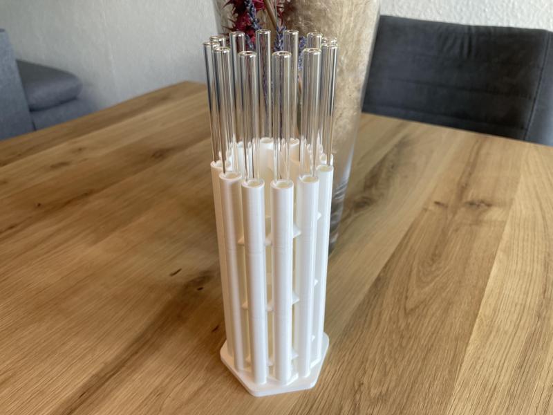 Glass drinking straw container x12
