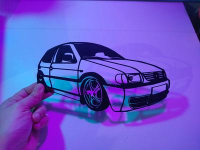 Volkswagen Polo 2d wallart, silhouette