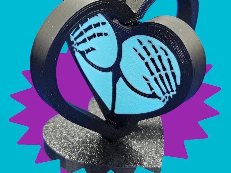 Fidget Spinner Heart Butt Skeleton Booty & Stand