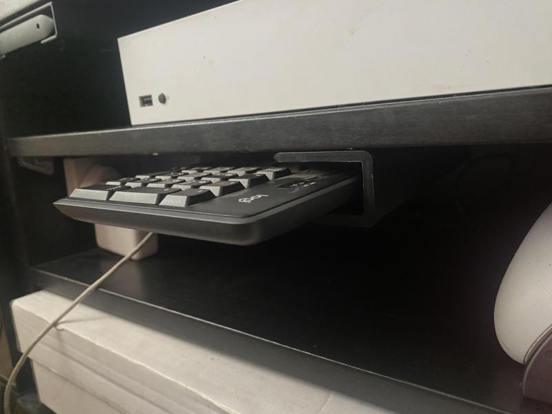 Under Desk/Shelf Keyboard holder - 3 options for install, no supports needed