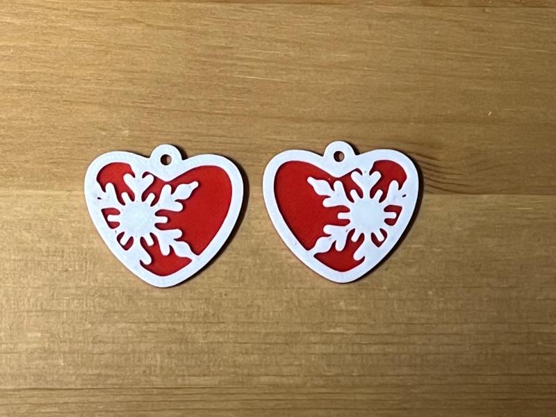 snowflake heart earrings