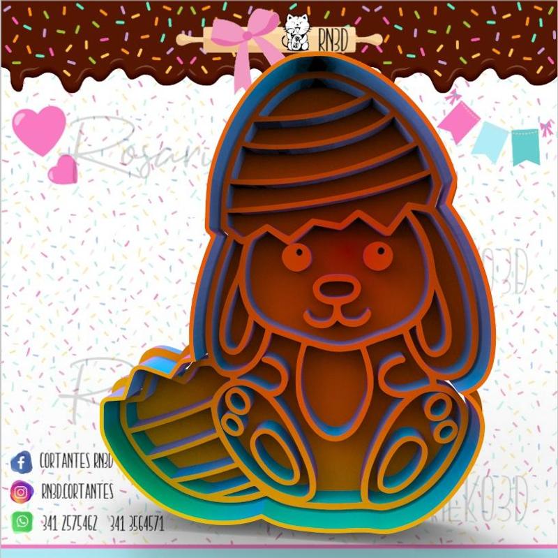 Rabbit Easter cookie cutter with Easter egg - rabbit Easter cookie cutter