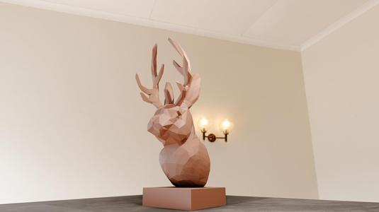 jackalope head bust statue low poly stl