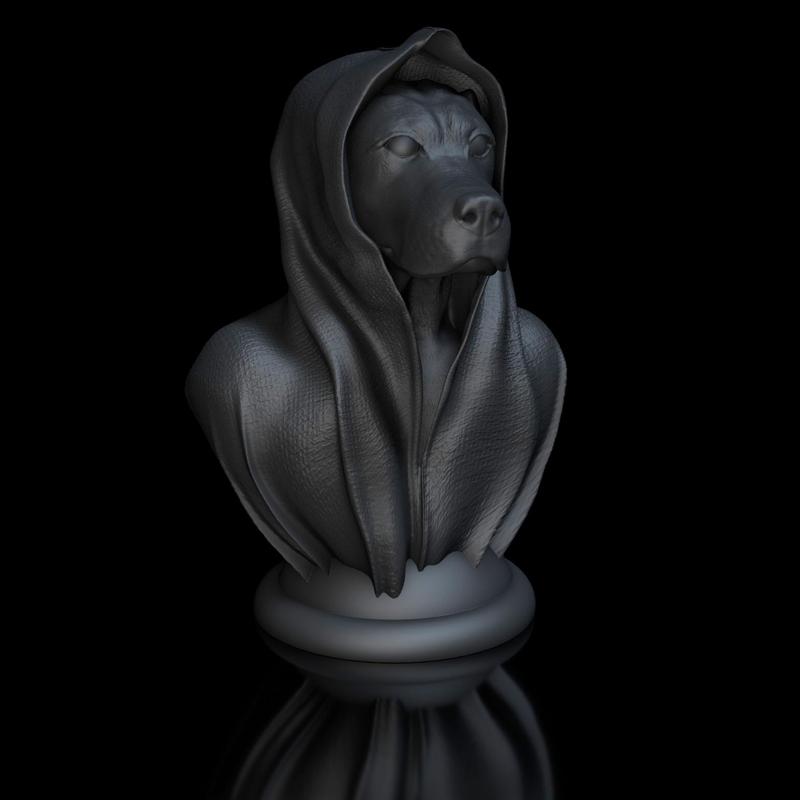 Labrador with Cape, Bust, Pedestal