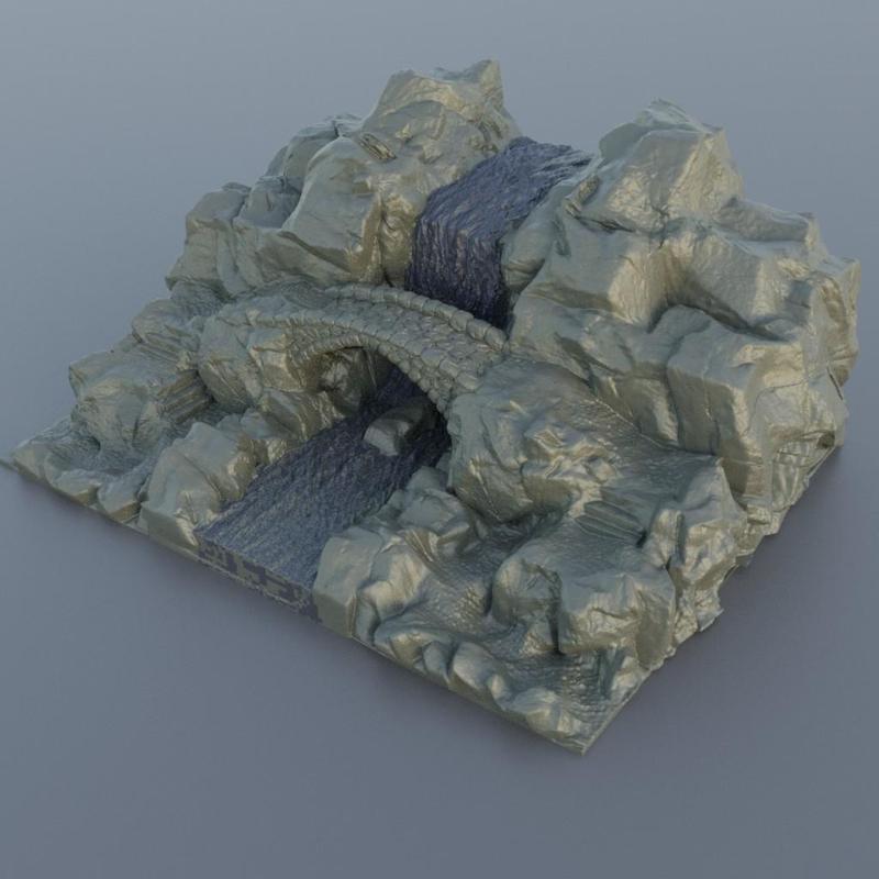 Waterfall Bridge - Tabletop Terrain - 28 MM