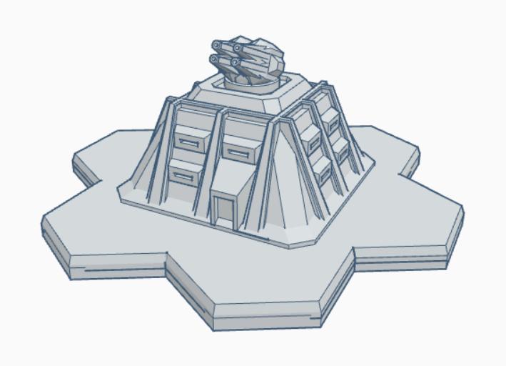 Quad Gun Turret Emplacement hex based MilHB034