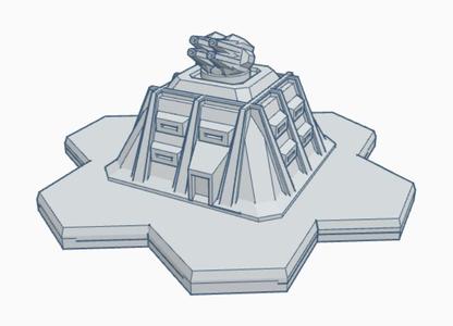 Quad Gun Turret Emplacement hex based MilHB034