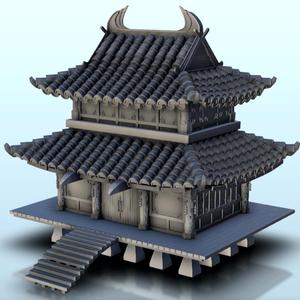 Raised Asian building with one floor 13 - Asia Terrain Clash of Katanas Tabletop RPG terrain China Korea WW2