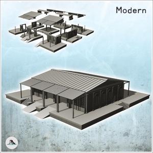 Platform shed with access ramps and awnings (16) - Modern WW2 WW1 World War Diaroma Wargaming RPG Mini Hobby