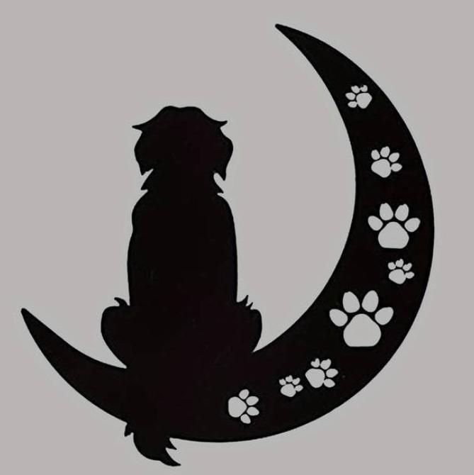 Black Dog on moon Wall Art