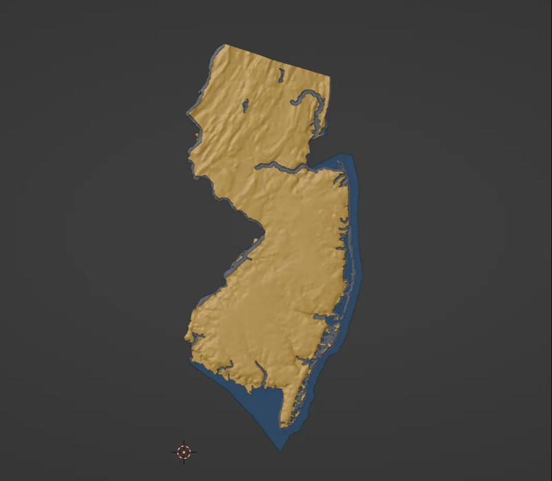 New Jersey, USA (NJ) Topographic Map with Rivers