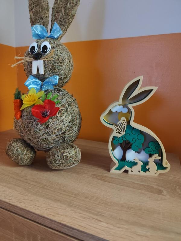 Easter rabbit decoration on table