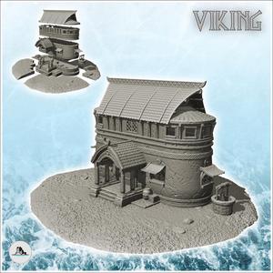 Viking palace with large canopy and well (10) - Alkemy Lord of the Rings War of the Rose Warcrow Saga