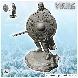 Viking warrior in fighting position with shield and sword (20) - North Northern Norse Nordic Saga 28mm 20mm 15mm