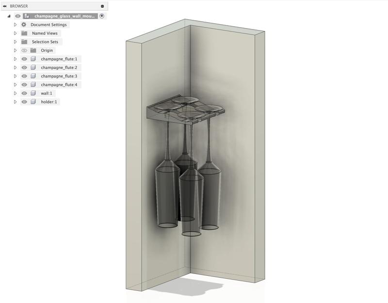 Wall-mounted Champagne / Sparkling Wine Flute Holder