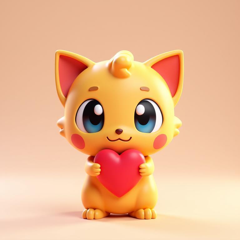 Cute Cat Holding a Heart